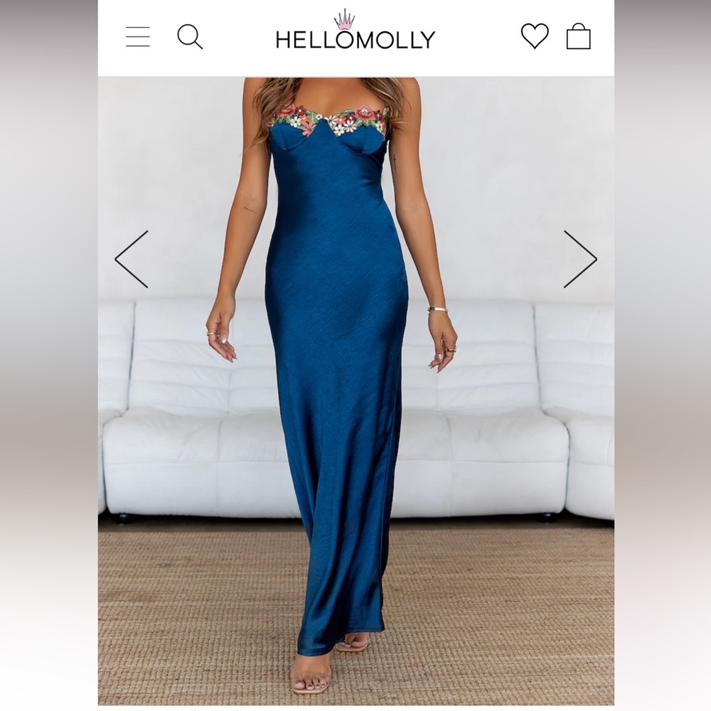 Hello Molly French countryside satin dresssize small - navy